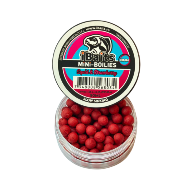 iBaits Mini Boilies Squid&Strawberry Slow Sinking 8 mm