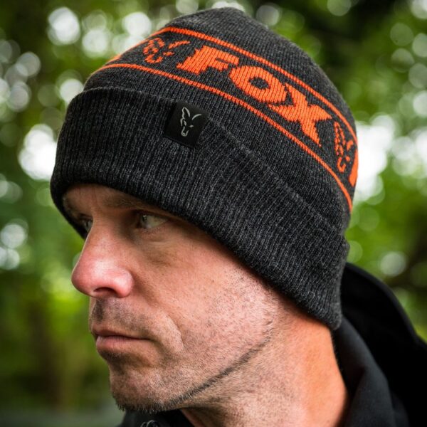 Caciula Fox Collection Beanie Hat Black Orange