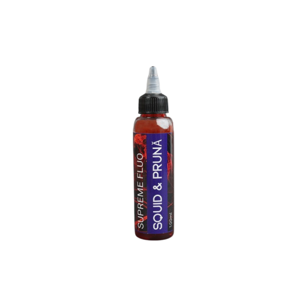 Atractant 2.20 Baits Fluo Supreme Squid-Pruna Rosu, 100ml