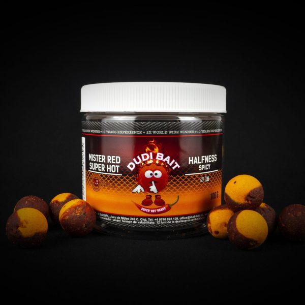 Boilies de carlig Dudi Baits Mister Red Super Hot Halfness Spicy 16mm