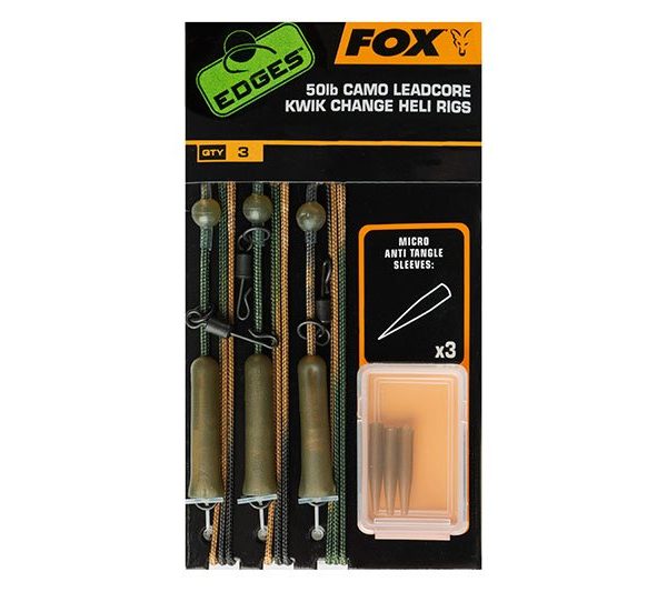 Kit Monturi Fox Edges 50lb Camo Leadcore Kwik Change Heli Rigs