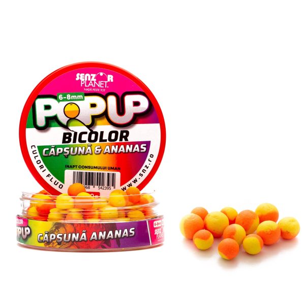 Pop-Up Bicolor Capsuna & Ananas Senzor, 6-8mm, 30gr